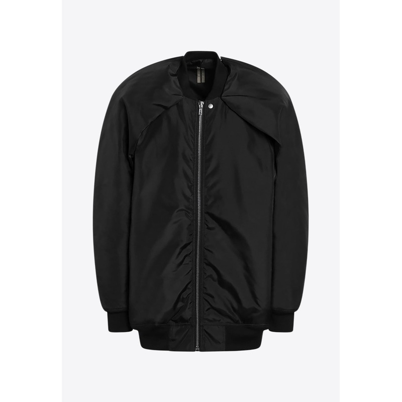 Zip-Up Oversized Bomber Jacket Black mrtwstd_S