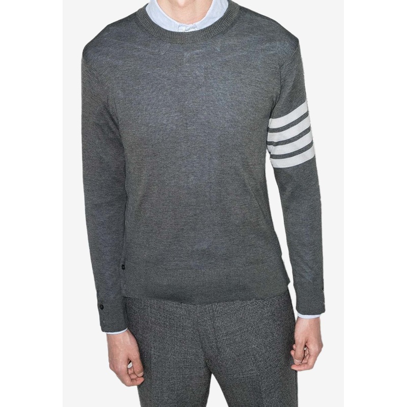 4-bar Stripes Merino Wool Sweater Gray mrtwstd_1