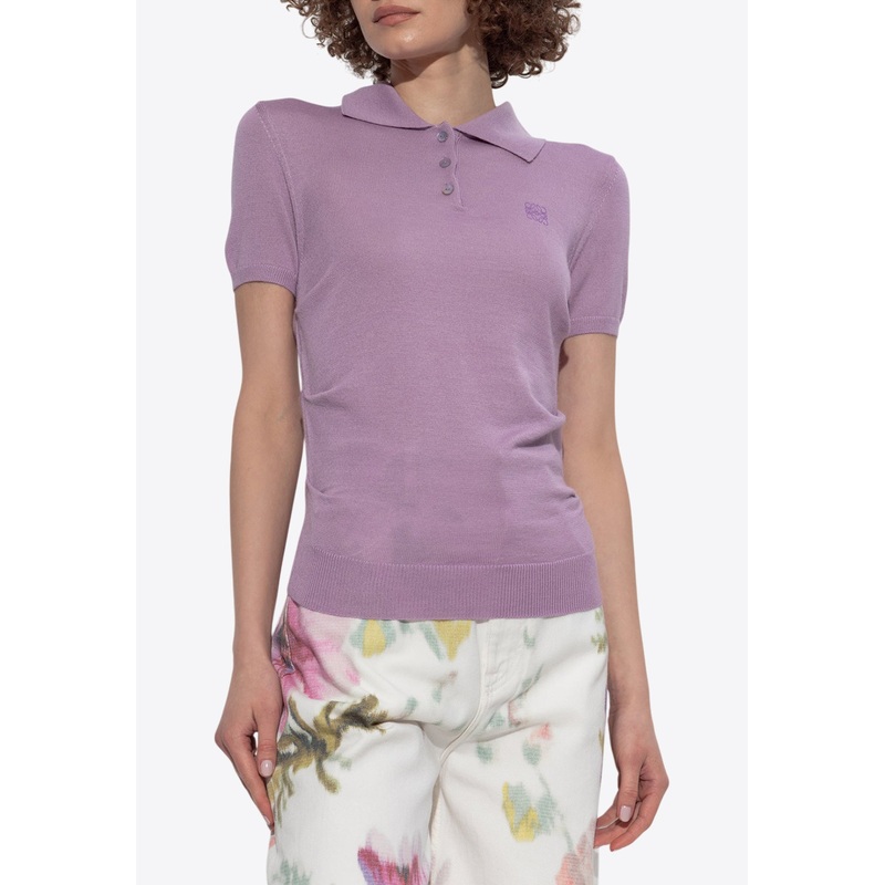Anagram Ribbed Polo T-shirt Purple wrtwstd_XS
