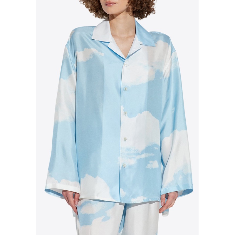 Archive Cloud Print Silk Shirt Light Blue wrtwit_IT 38