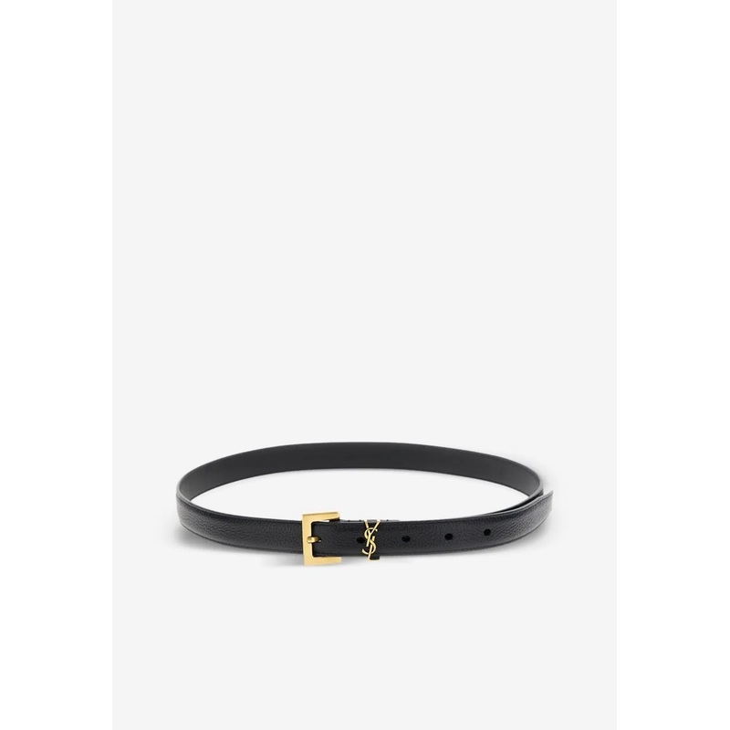 Cassandre Thin Belt in Leather Black 70