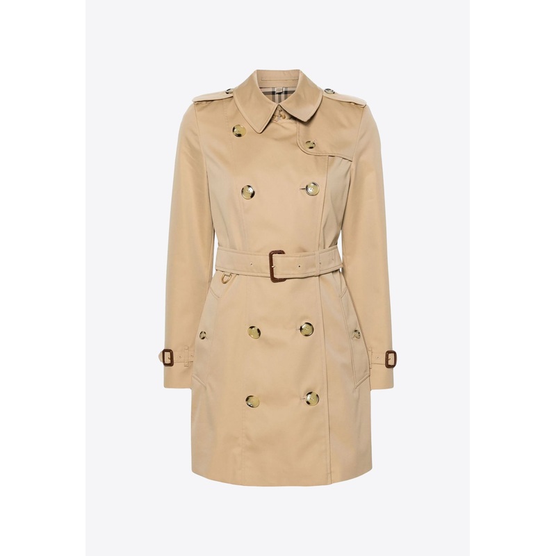 Double-Breasted Short Trench Coat Beige wrtwuk_UK 0