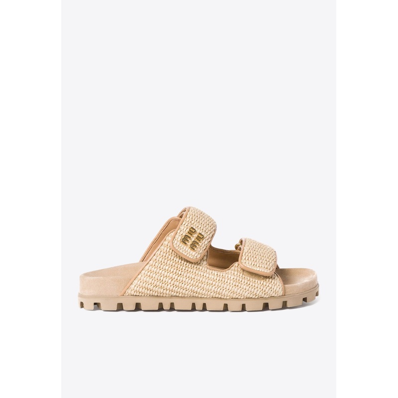 Touch-Strap Raffia Sandals Natural wshoeseu_EU 36