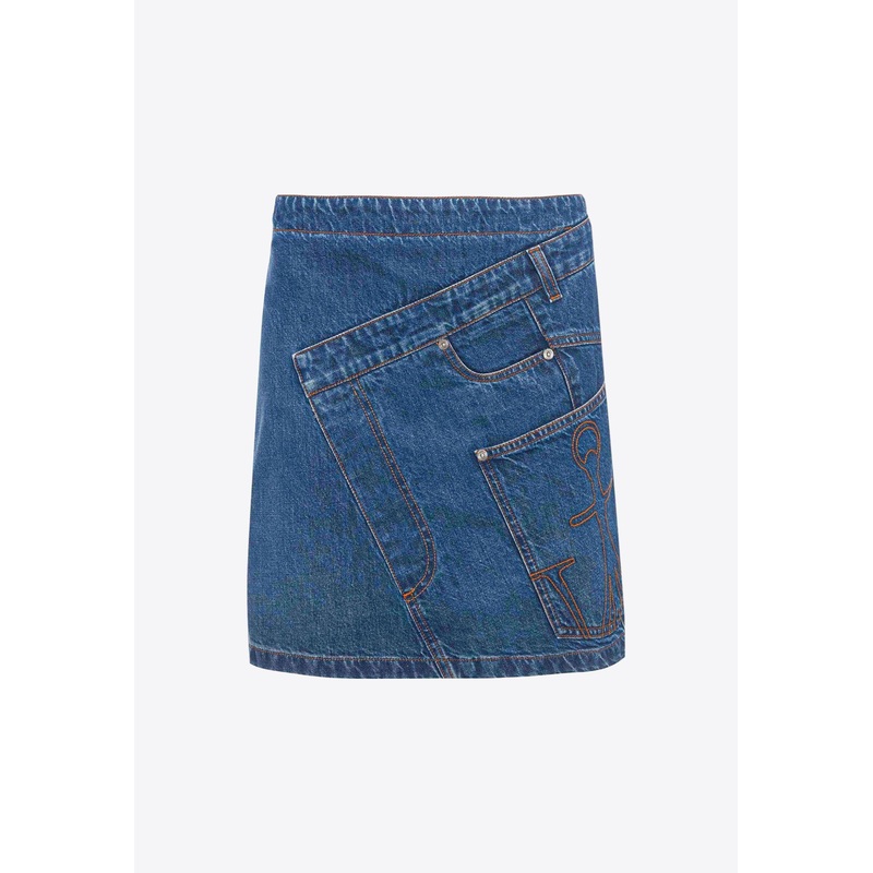 Twisted Denim Mini Skirt Denim wrtwuk_UK 6
