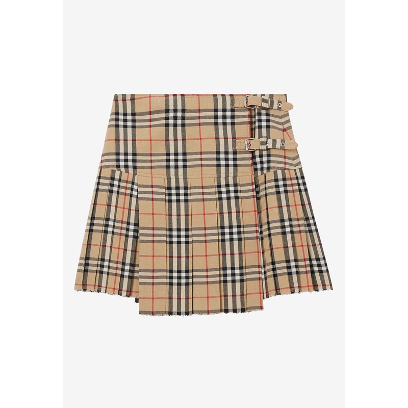 Vintage Check Mini Skirt Beige wrtwuk_UK 4