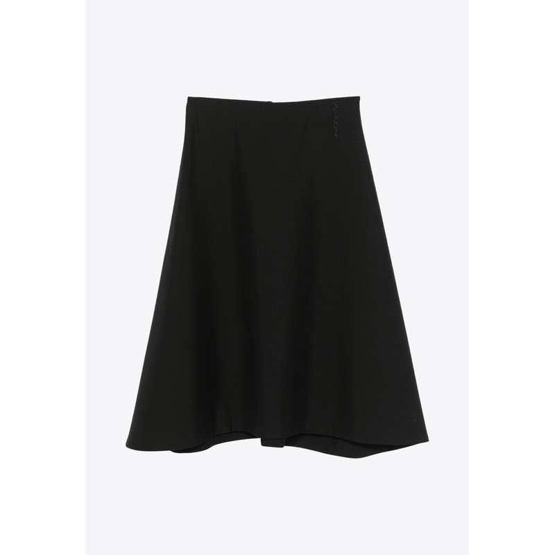 Virgin-Wool High-Waist Midi Skirt Black wrtwit_IT 38