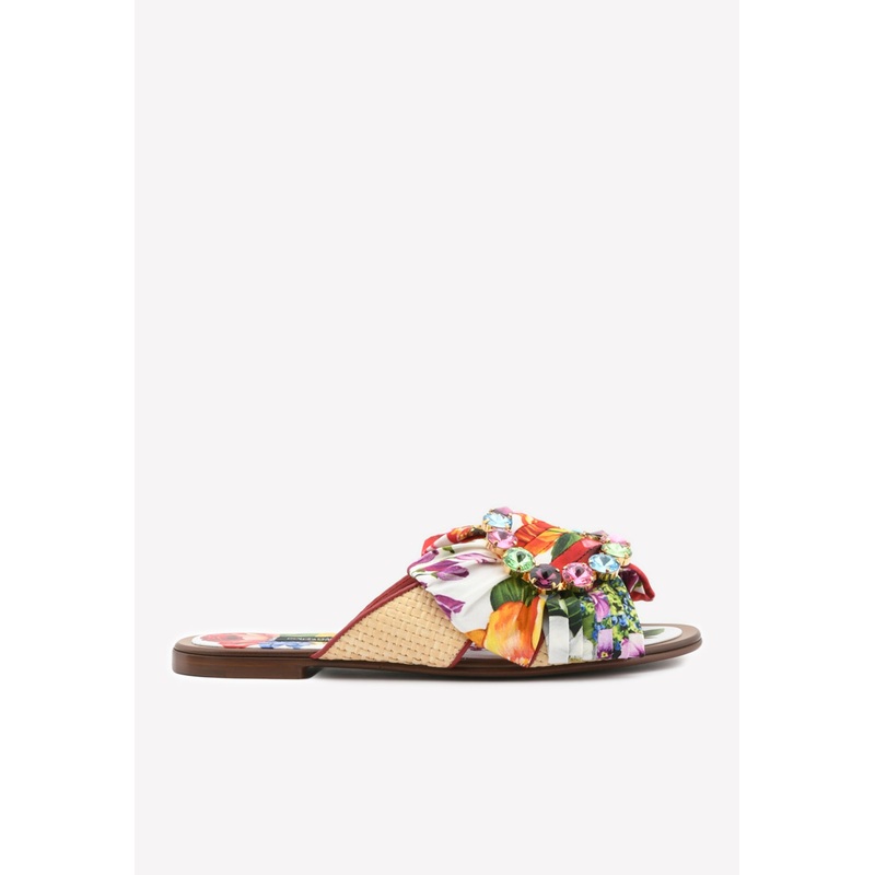 Bianca Floral Flat Sandals with Crystal Buckle Multicolor wshoeseu_EU 36