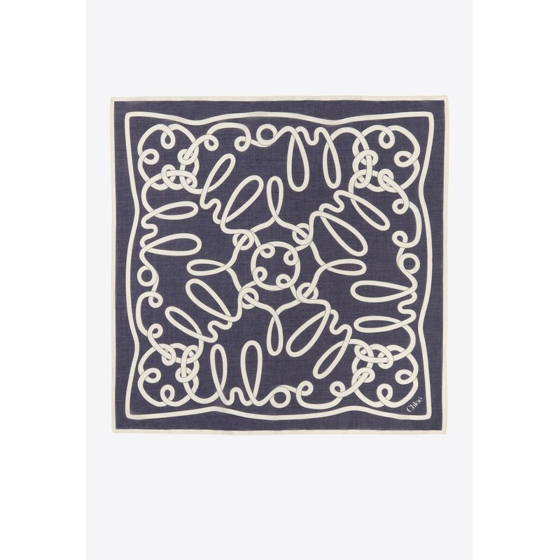 Iconic Logo Print Square Scarf Blue Onesize