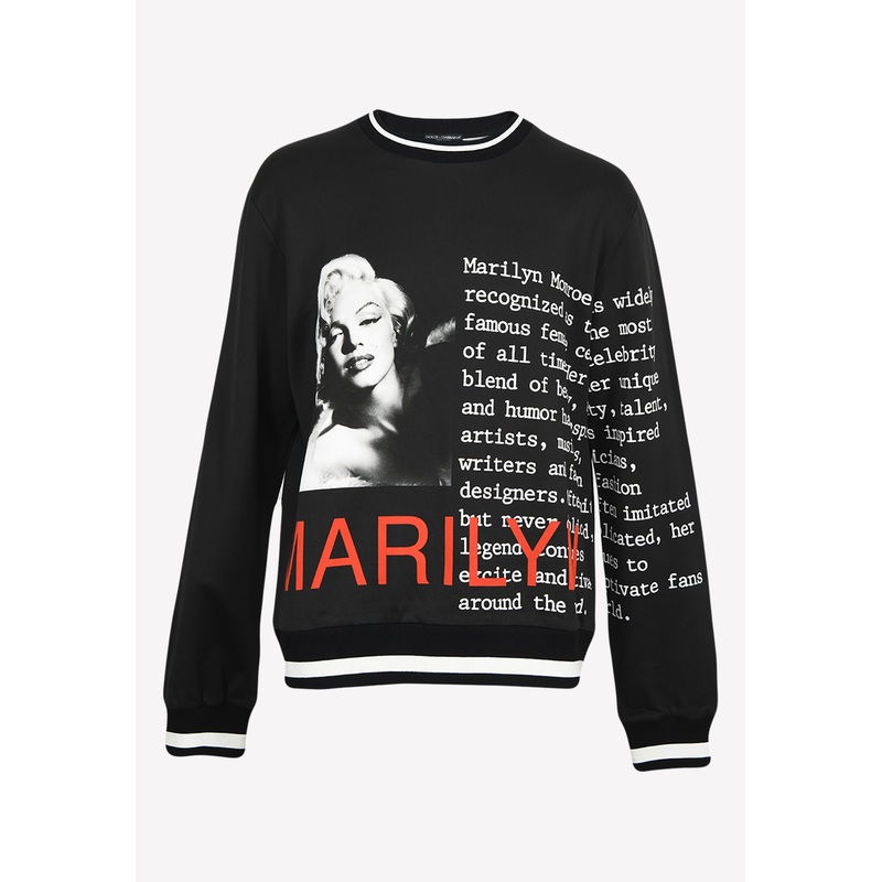 Marilyn Monroe Print Pullover Sweatshirt Black mrtwit_IT 44