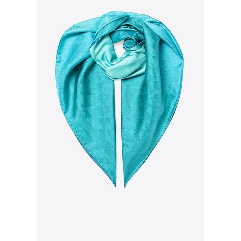 Printed Gradient Twill Scarf Turquoise Onesize