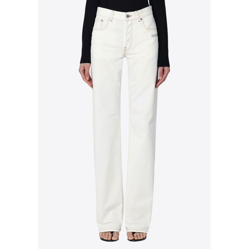 Straight-Leg Logo Jeans White wrtwbottoms_25
