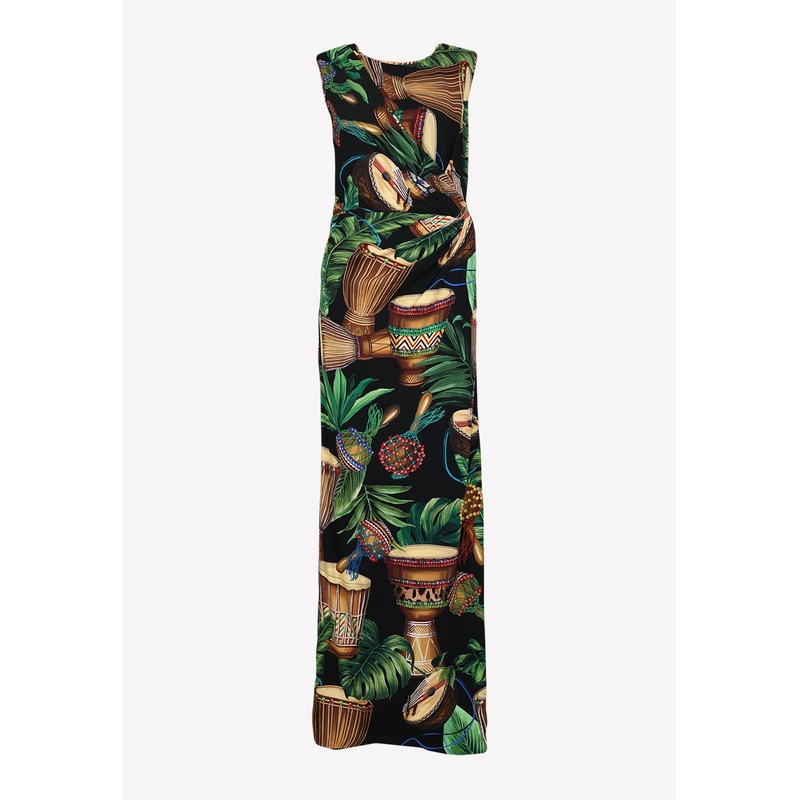 Tropical Print Sleeveless Maxi Dress Multicolor wrtwit_IT 40