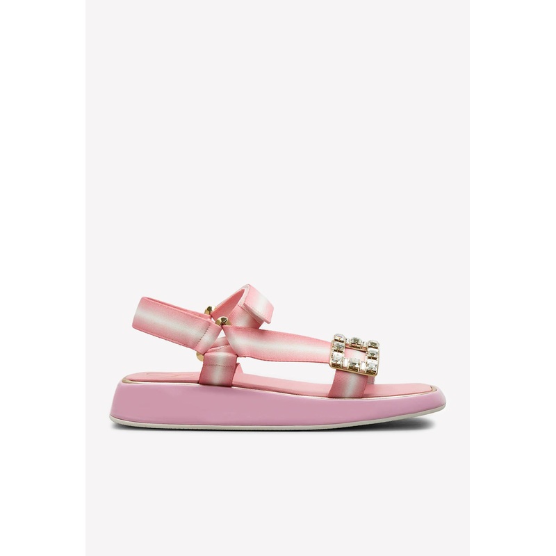 Vivier Slide Trekky Crystal Buckle Sandals Pink wshoeseu_EU 37
