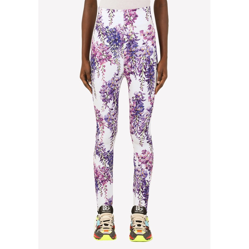 Wisteria Print Jersey Leggings Purple wrtwit_IT 40