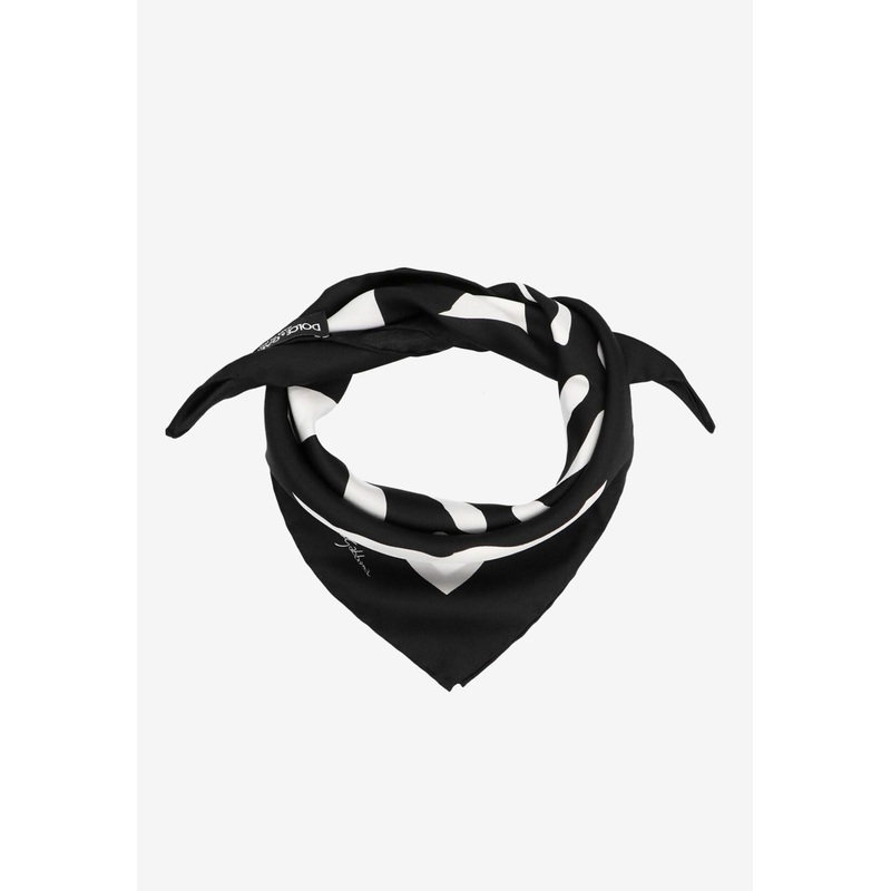 Zebra Print Silk Scarf Monochrome Onesize