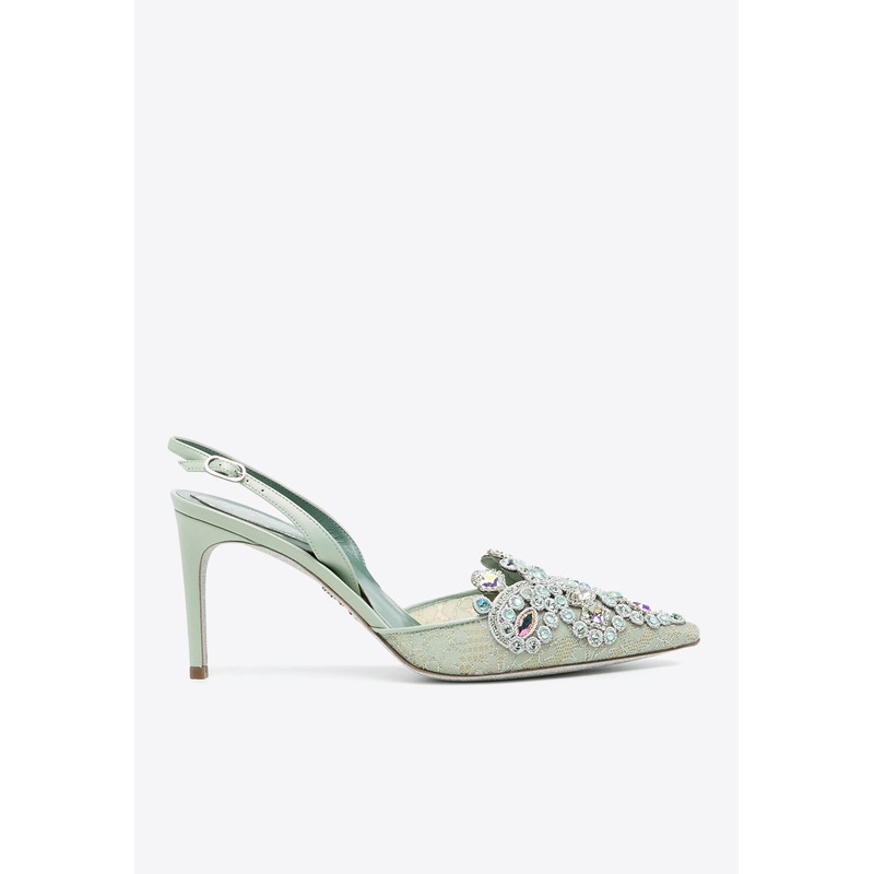 80 Crystal Embellished Slingback Pumps Mint wshoeseu_EU 37