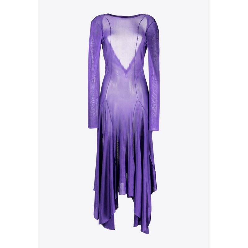 Asymmetric Midi Dress with Small Medusa Purple wrtwit_IT 46
