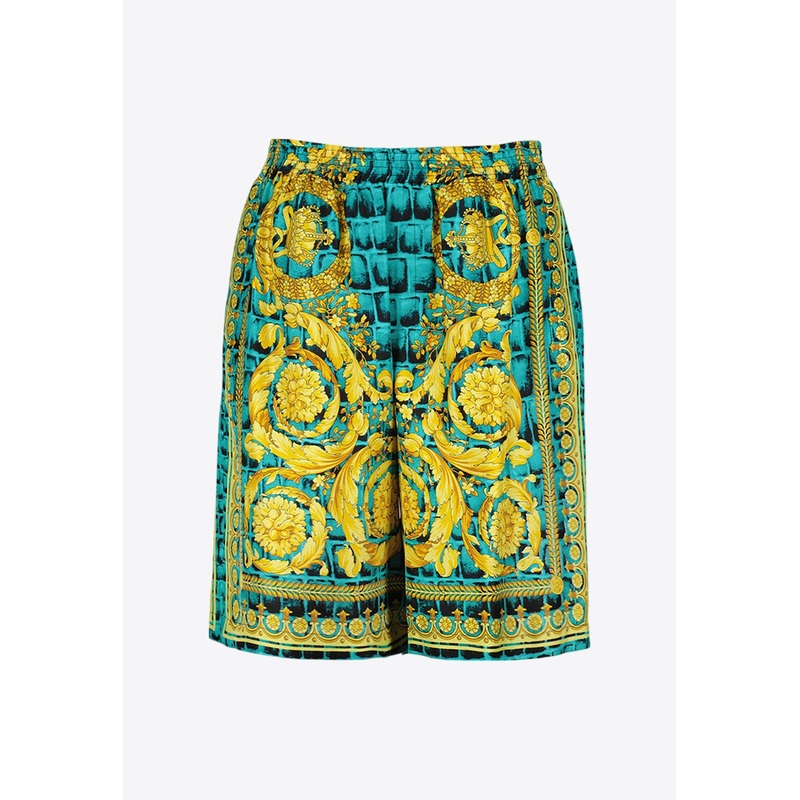 Baroccodile Print Silk Shorts Multicolor mrtwit_IT 50