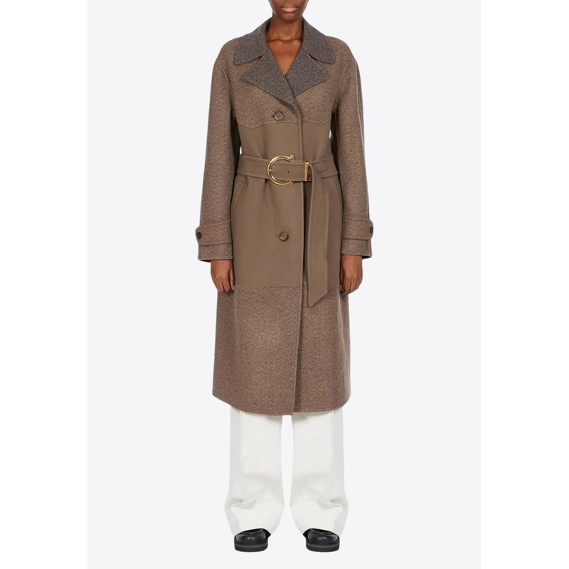 Belted Wool-Cashmere Coat Brown wrtwit_IT 40