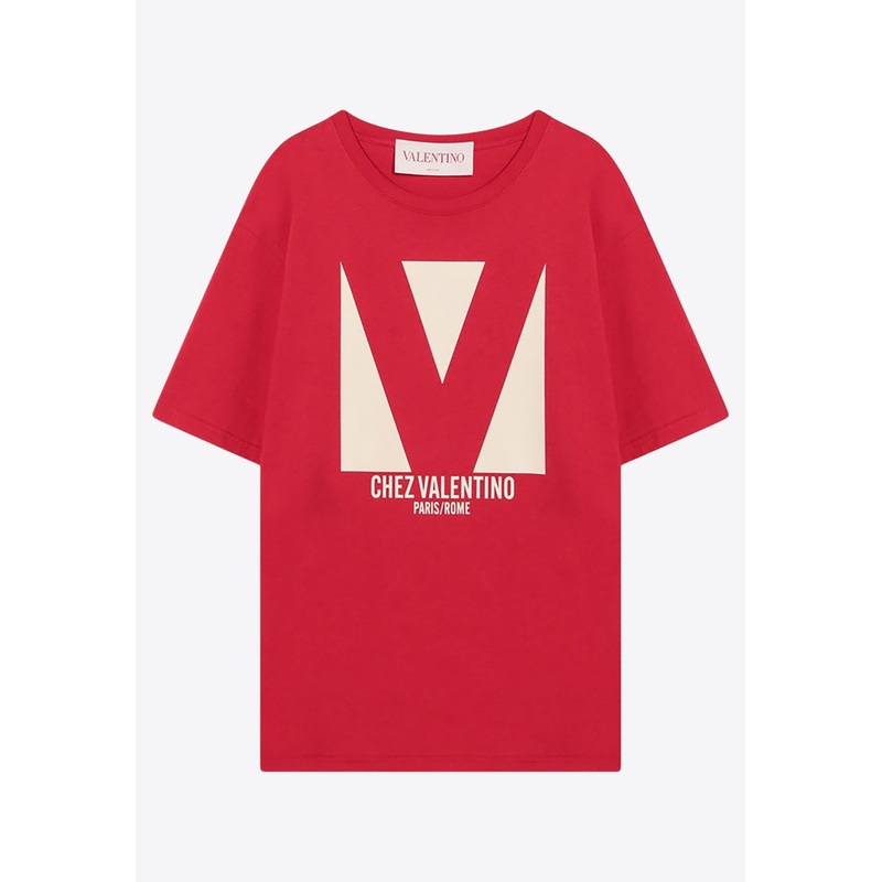 Chez Logo Print Crewneck T-shirt Red mrtwstd_S