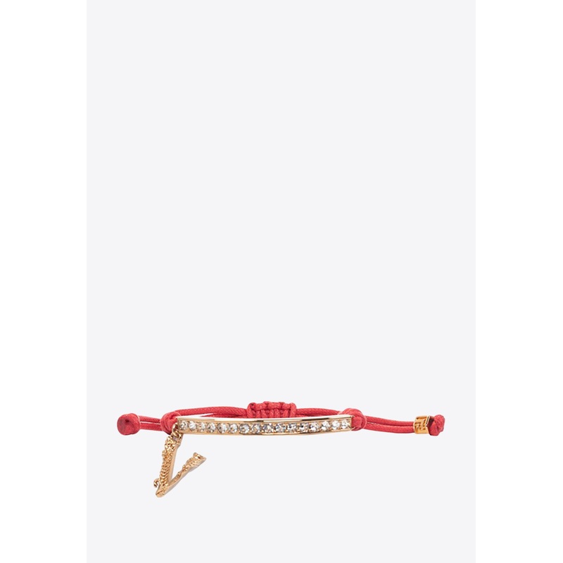 Drawstring Bracelet with Logo Charm Red S
