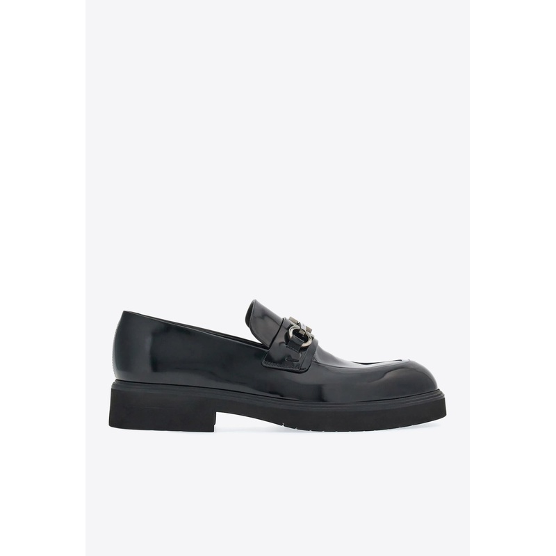 Fiorello Gancini Plaque Leather Loafers Black mshoesus_US 6.5