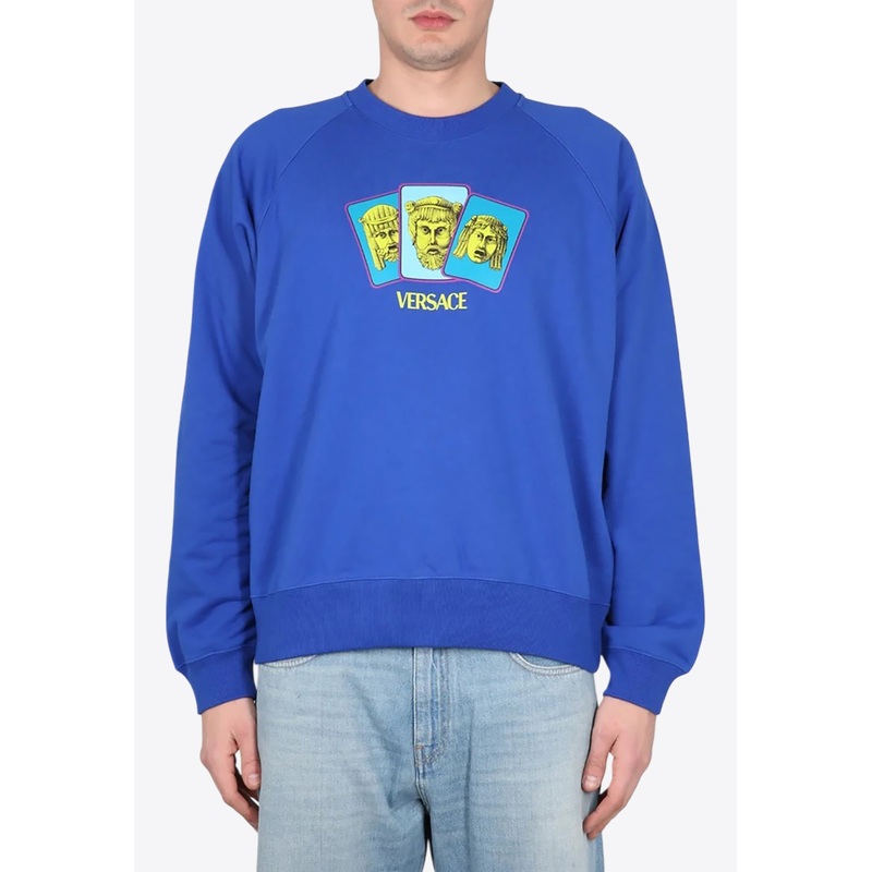Graphic Print Logo Sweatshirt Blue mrtwstd_XS