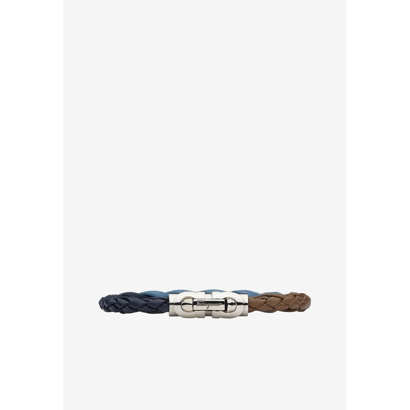 Large Gancini Tri-Color Braided Bracelet Multicolor Onesize