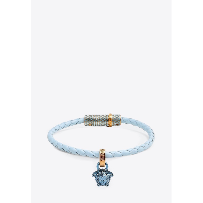 Medusa Crystal Braided Bracelet Light Blue S