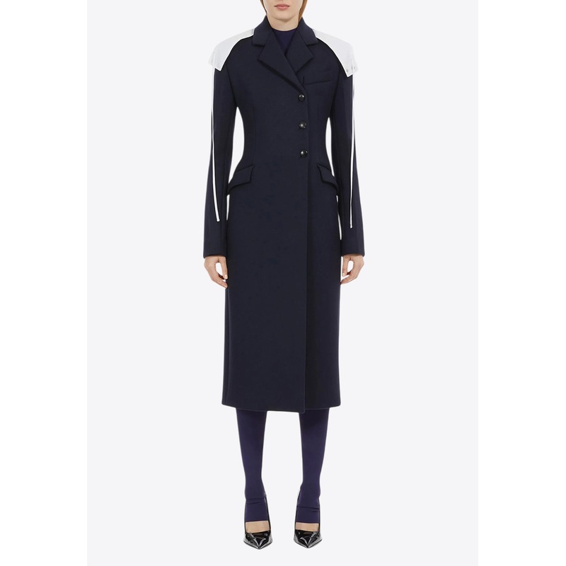 Off-Center Buttoned Wool Coat Navy wrtwit_IT 40