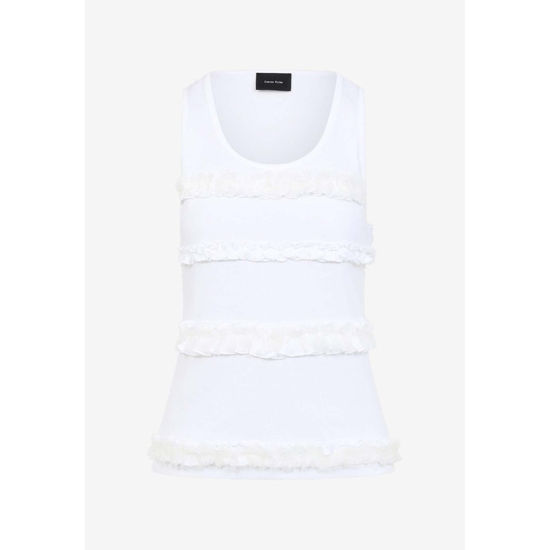 Ruffle Frill Tank Top White wrtwstd_XS