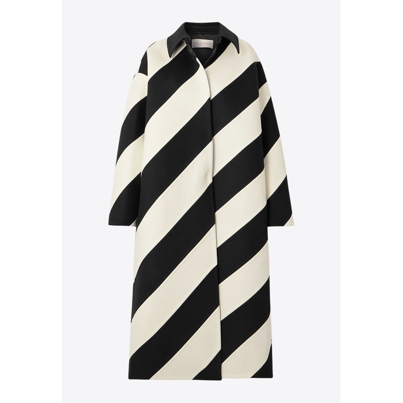 Single-Breasted Oversized Striped Coat Monochrome wrtwit_IT 48
