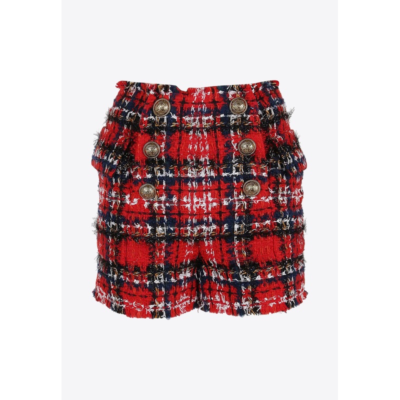 Tartan Tweed Shorts Red wrtwfr_FR 40