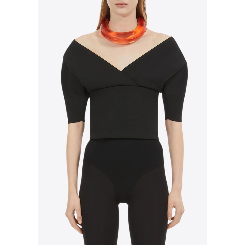 V-neck Knitted Top Black wrtwit_IT 40