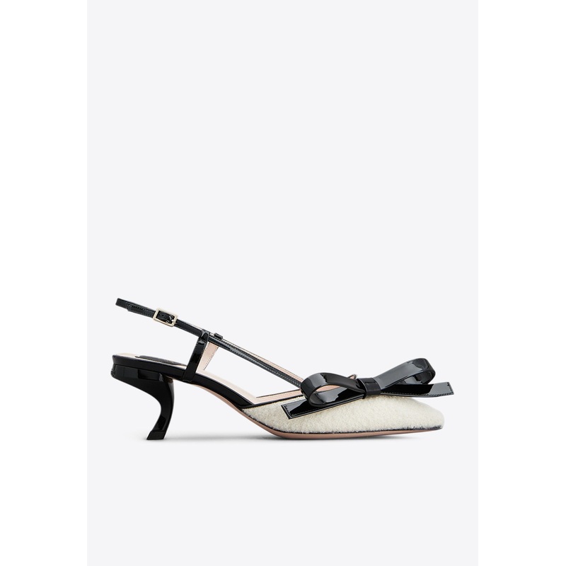 Virgule Bow 55 Slingback Pumps White wshoeseu_EU 37.5