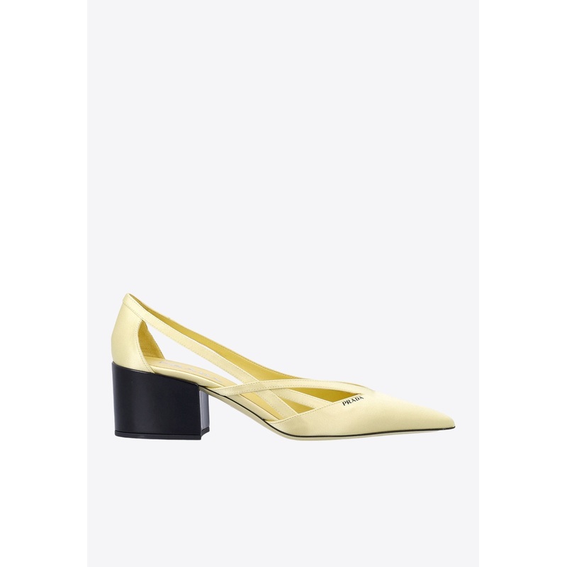 55 Satin Cut-Out Pumps Yellow wshoeseu_EU 36