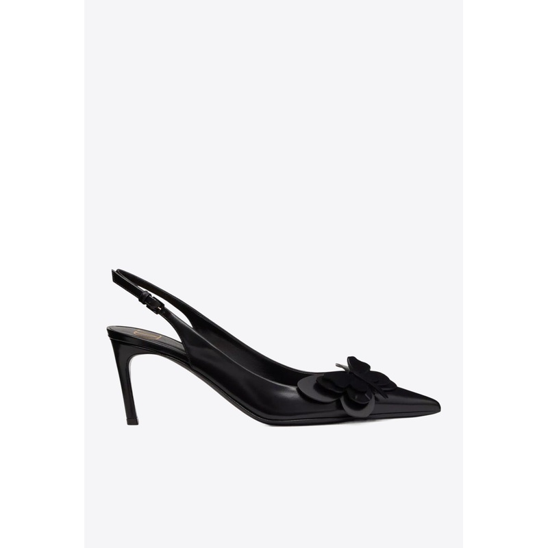 70 Butterfly Leather Slingback Pumps Black wshoeseu_EU 41.5