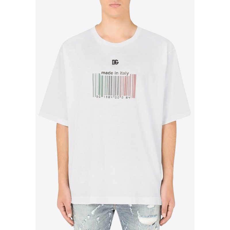 Barcode Print Crewneck T-shirt White mrtwit_IT 54