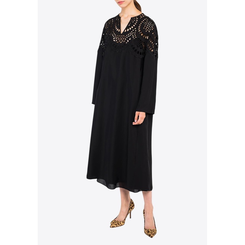 Broderie Anglaise Midi Dress Black wrtwit_IT 46