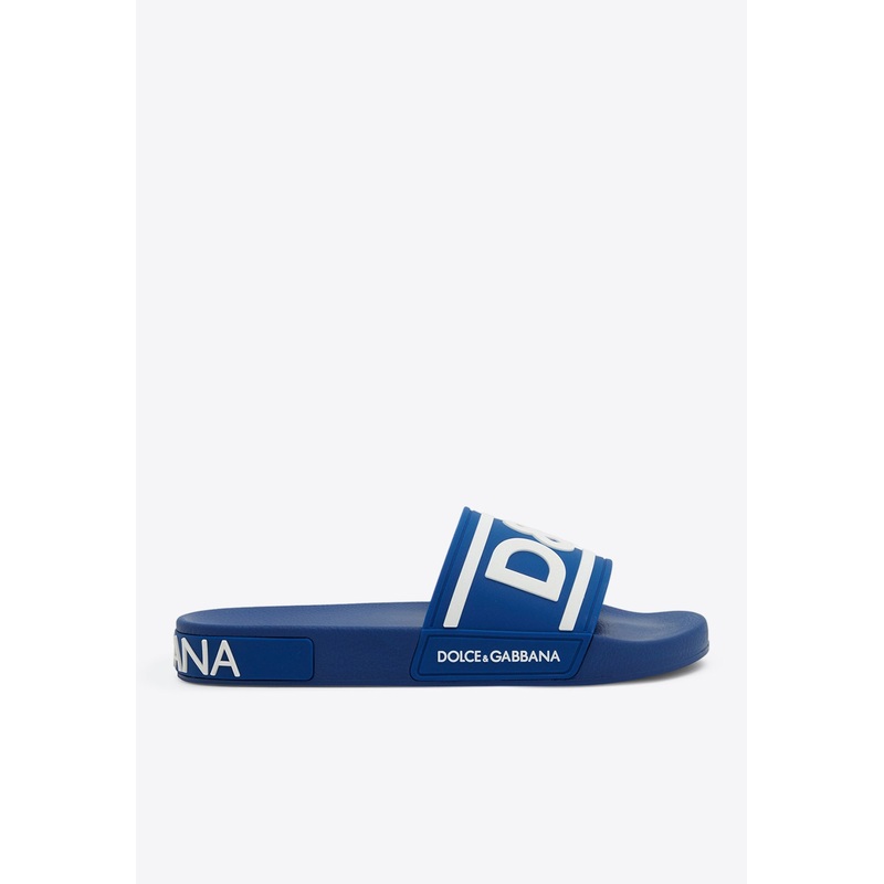 Contrasting DG Logo Rubber Slides Blue mshoeseu_EU 40