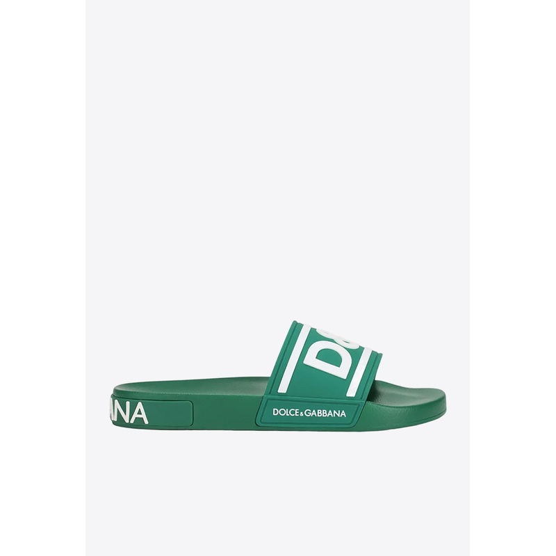 Contrasting DG Logo Rubber Slides Green mshoeseu_EU 40