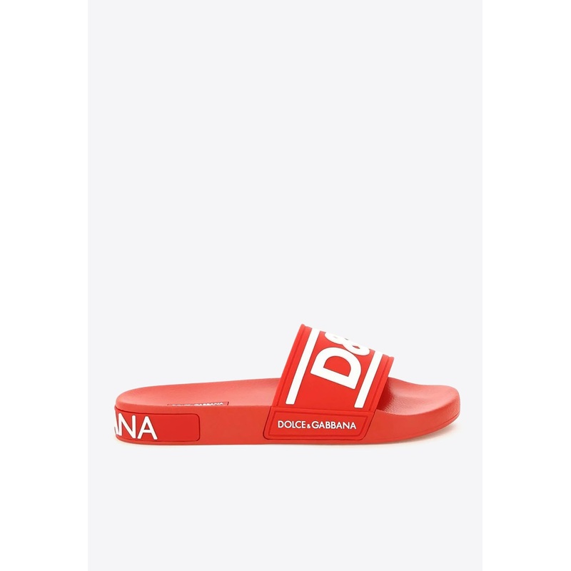 Contrasting DG Logo Rubber Slides Red mshoeseu_EU 40