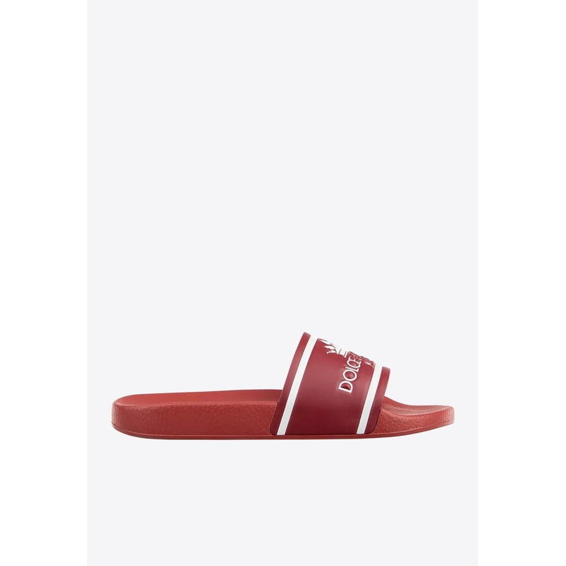Crown Logo Leather Slides Red mshoeseu_EU 41