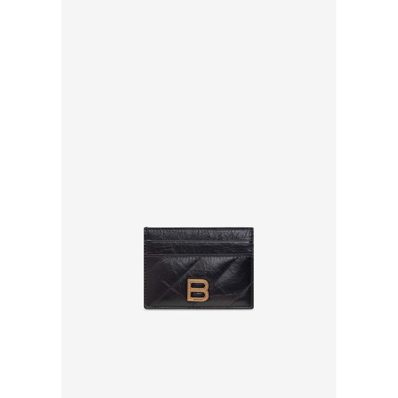 Crush Quilted Leather Cardholder Black Onesize