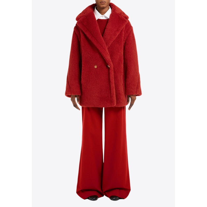 Cuba Iconic Teddy Bear Alpaca and Wool Coat Red wrtwstd_XS