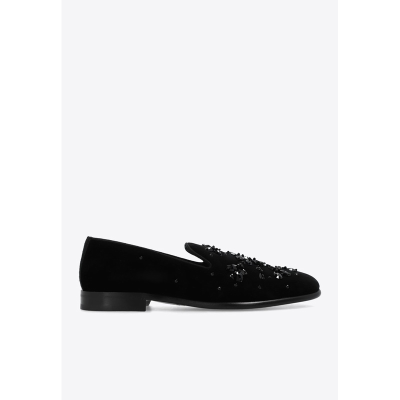 Milano Rhinestone Embellished Loafers Black mshoeseu_EU 40