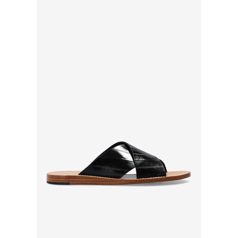 Pantheon Slides in Eel Skin Leather Black mshoeseu_EU 40