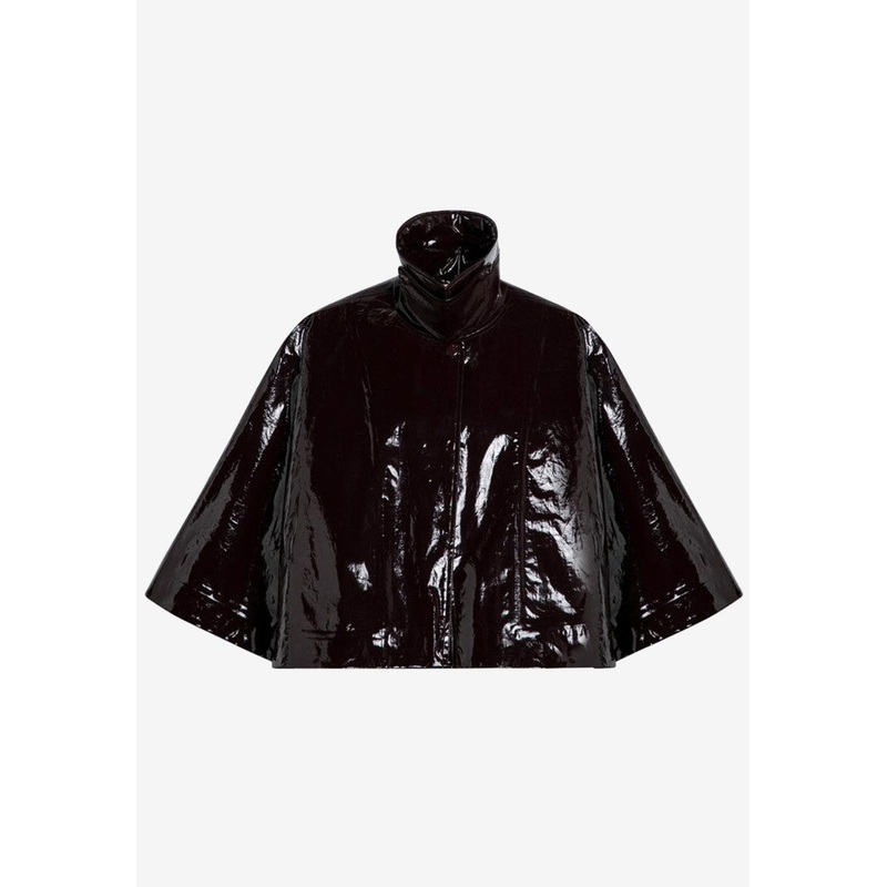 Short Shiny Lacquered Cape Dark Brown wrtwstd_S