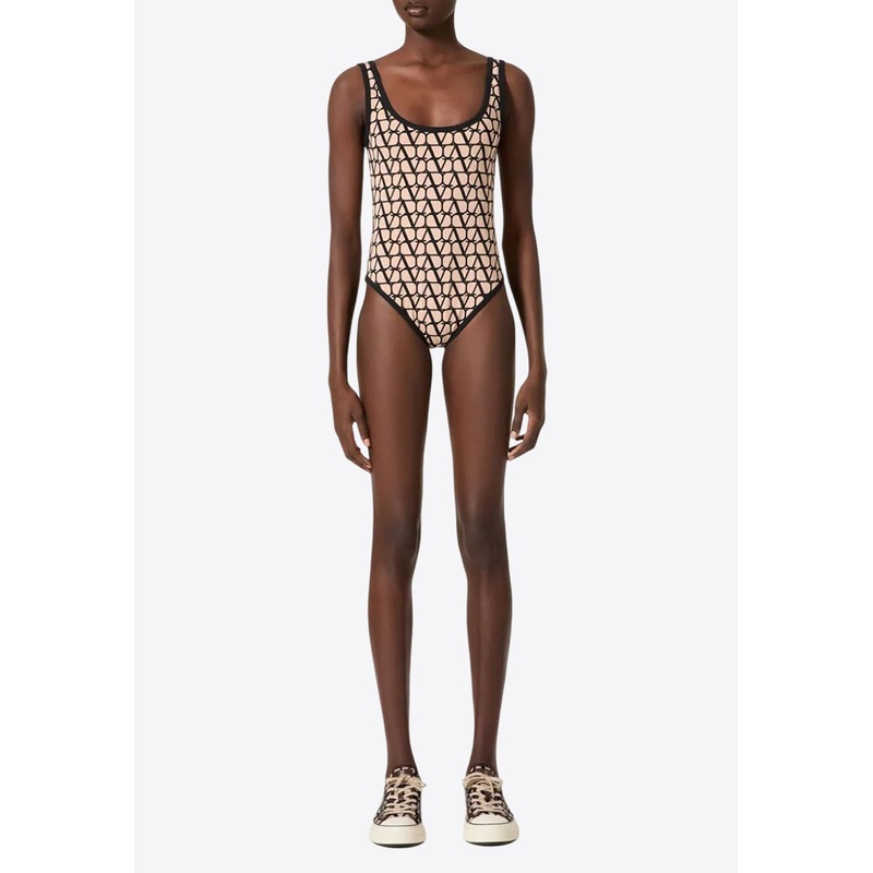 Toile Iconographe Print One-Piece Swimsuit Beige wrtwstd_S