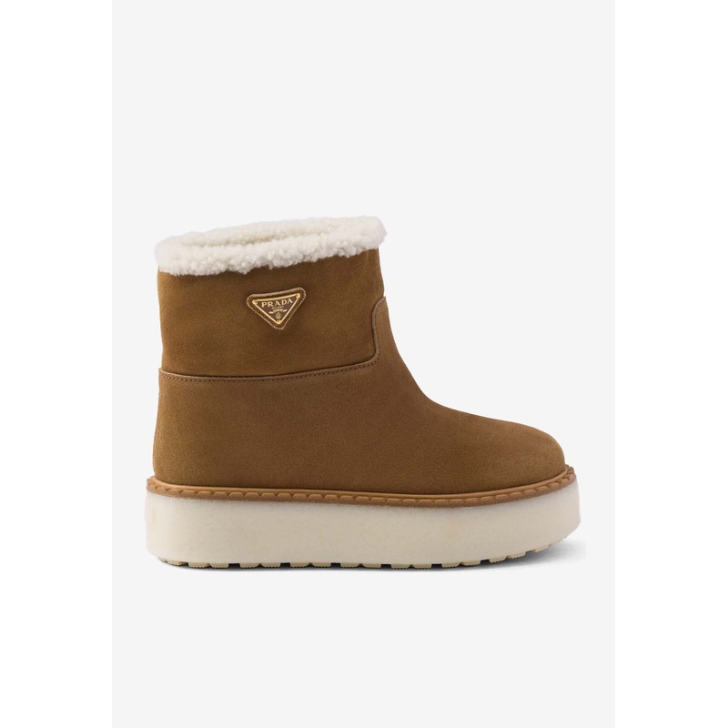 Triangle Logo Suede Snow Boots Brown wshoeseu_EU 36